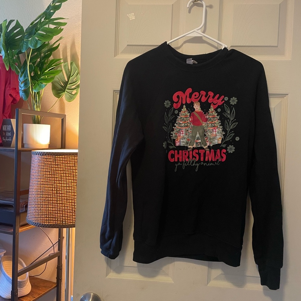 Bella canvas teen Black Merry Christmas Sweatshirt-home alone Christmas-small